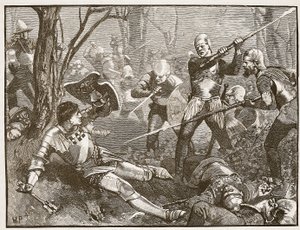 バーネットの戦い、1880年頃のキングメーカーの死、カッセルズイラストレイテッドイングランドオブイングランドのイラスト（セピア写真）